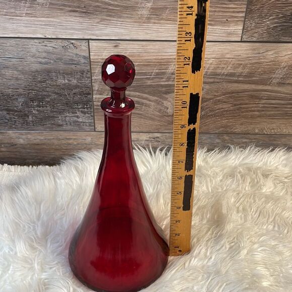 Red Decanter with Glass Stopper, Made In India, Unbranded - Picture 6 of 7